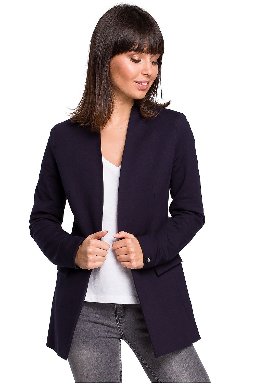 Stretch Bomullsstrikket Blazer / BeWear til dame fra MS StyleHaven, laget av Bomull, farge Rød, størrelse XL, med long ermer, perfekt til dress