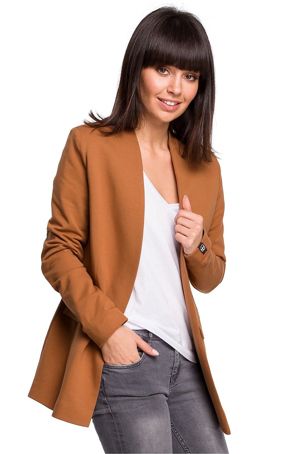 Stretch Bomullsstrikket Blazer / BeWear til dame fra MS StyleHaven, laget av Bomull, farge Marineblå, størrelse M, med long ermer, perfekt til dress