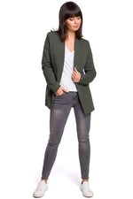 Stretch Bomullsstrikket Blazer / BeWear til dame fra MS StyleHaven, laget av Bomull, farge Brun, størrelse s, med long ermer, perfekt til dress