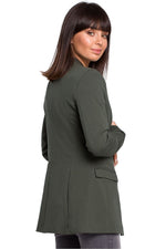 Stretch Bomullsstrikket Blazer / BeWear til dame fra MS StyleHaven, laget av Bomull, farge Brun, størrelse M, med long ermer, perfekt til dress