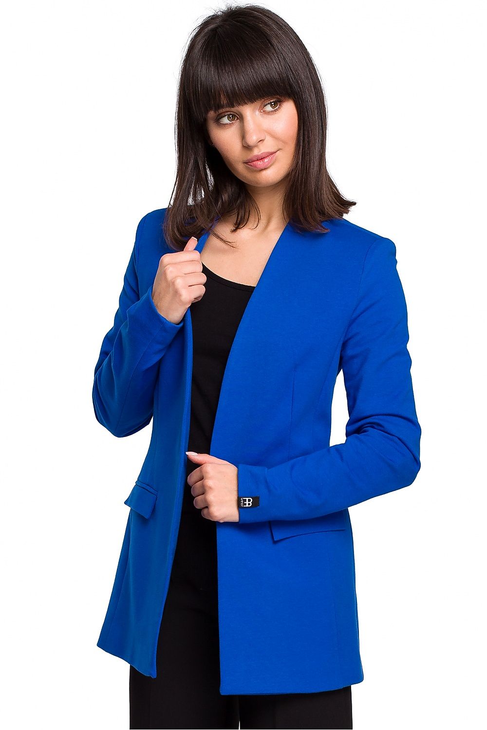 Stretch Bomullsstrikket Blazer / BeWear til dame fra MS StyleHaven, laget av Bomull, farge Brun, størrelse L, med long ermer, perfekt til dress