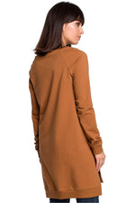 Sweatshirt med sidespalter / Oversize - BeWear til dame fra MS StyleHaven, laget av Bomull, farge Brun, størrelse L, med long ermer, perfekt til dress