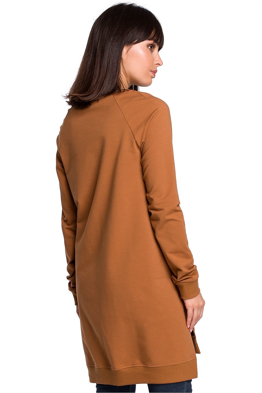 Sweatshirt med sidespalter / Oversize - BeWear til dame fra MS StyleHaven, laget av Bomull, farge Brun, størrelse L, med long ermer, perfekt til dress