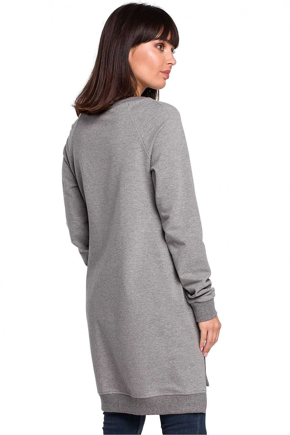 Sweatshirt med sidespalter / Oversize - BeWear til dame fra MS StyleHaven, laget av Bomull, farge Grønn, størrelse XL, med long ermer, perfekt til dress