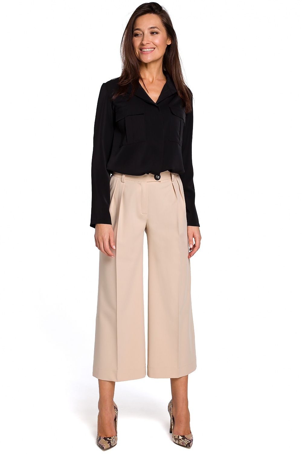 Damebukser Stylove til dame fra MS StyleHaven, laget av Viskose; polyester, farge beige, størrelse XL, med 45720 ermer, perfekt til dress