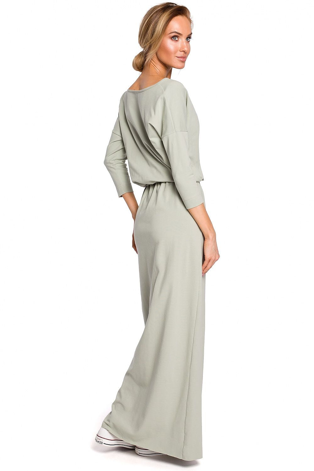 Maxi Dagkjole Moe til dame fra MS StyleHaven, laget av Bomull, farge Grønn, størrelse L/XL, med 45720 ermer, perfekt til casual; dress