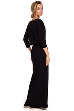 Maxi Dagkjole Moe til dame fra MS StyleHaven, laget av Bomull, farge Svart, størrelse S/M, med 45720 ermer, perfekt til casual; dress