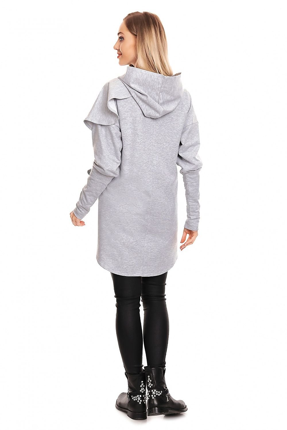 Koselig hettegenser for gravide i lag fra PeeKaBoo til dame fra MS StyleHaven, laget av Bomull; Elastan, farge Svart, størrelse L/XL, med long; cap ermer, perfekt til casual; dress