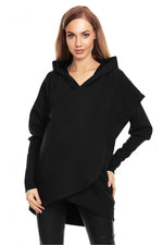 Koselig hettegenser for gravide i lag fra PeeKaBoo til dame fra MS StyleHaven, laget av Bomull; Elastan, farge Svart, størrelse L/XL, med long; cap ermer, perfekt til casual; dress