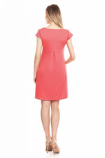 Bow Accent Flared Graviditetskjole fra PeeKaBoo til dame fra MS StyleHaven, laget av polyester; Viskose, farge beige, størrelse L/XL, med cap; short ermer, perfekt til casual; dress