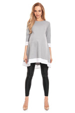 Flowing Grace gravidkjole fra PeeKaBoo til dame fra MS StyleHaven, laget av polyester; Elastan; Viskose, farge Grå, størrelse L/XL, med 3-4; long ermer, perfekt til casual; dress