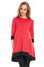 Flowing Grace gravidkjole fra PeeKaBoo til dame fra MS StyleHaven, laget av polyester; Elastan; Viskose, farge Rød, størrelse L/XL, med 3-4; long ermer, perfekt til casual; dress
