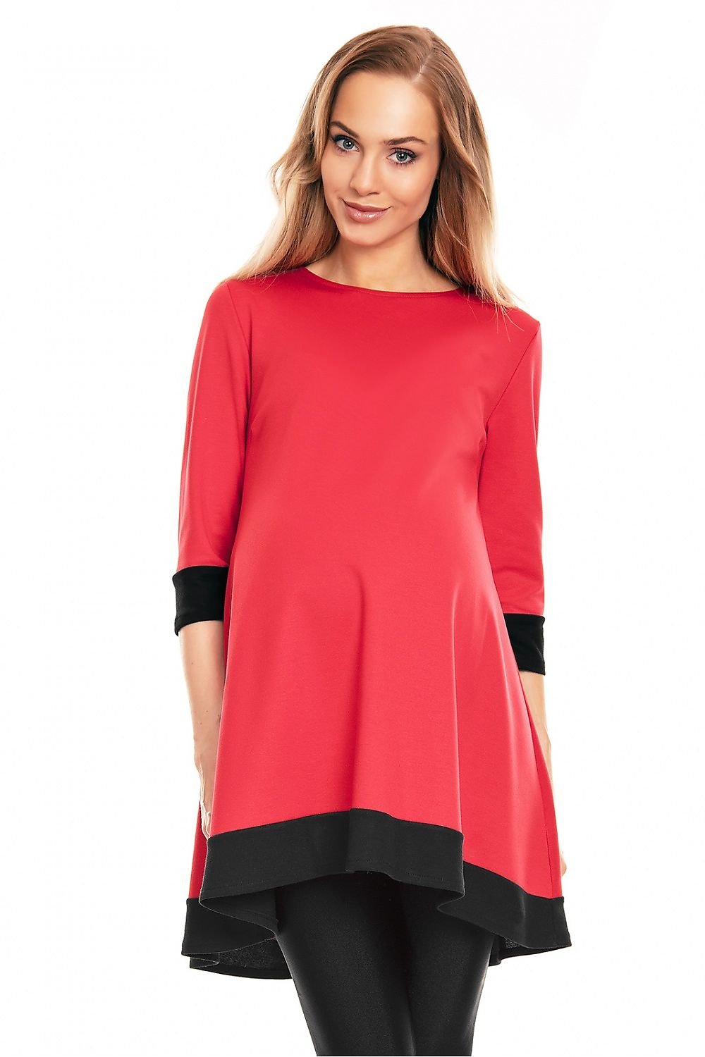 Flowing Grace gravidkjole fra PeeKaBoo til dame fra MS StyleHaven, laget av polyester; Elastan; Viskose, farge Rød, størrelse L/XL, med 3-4; long ermer, perfekt til casual; dress