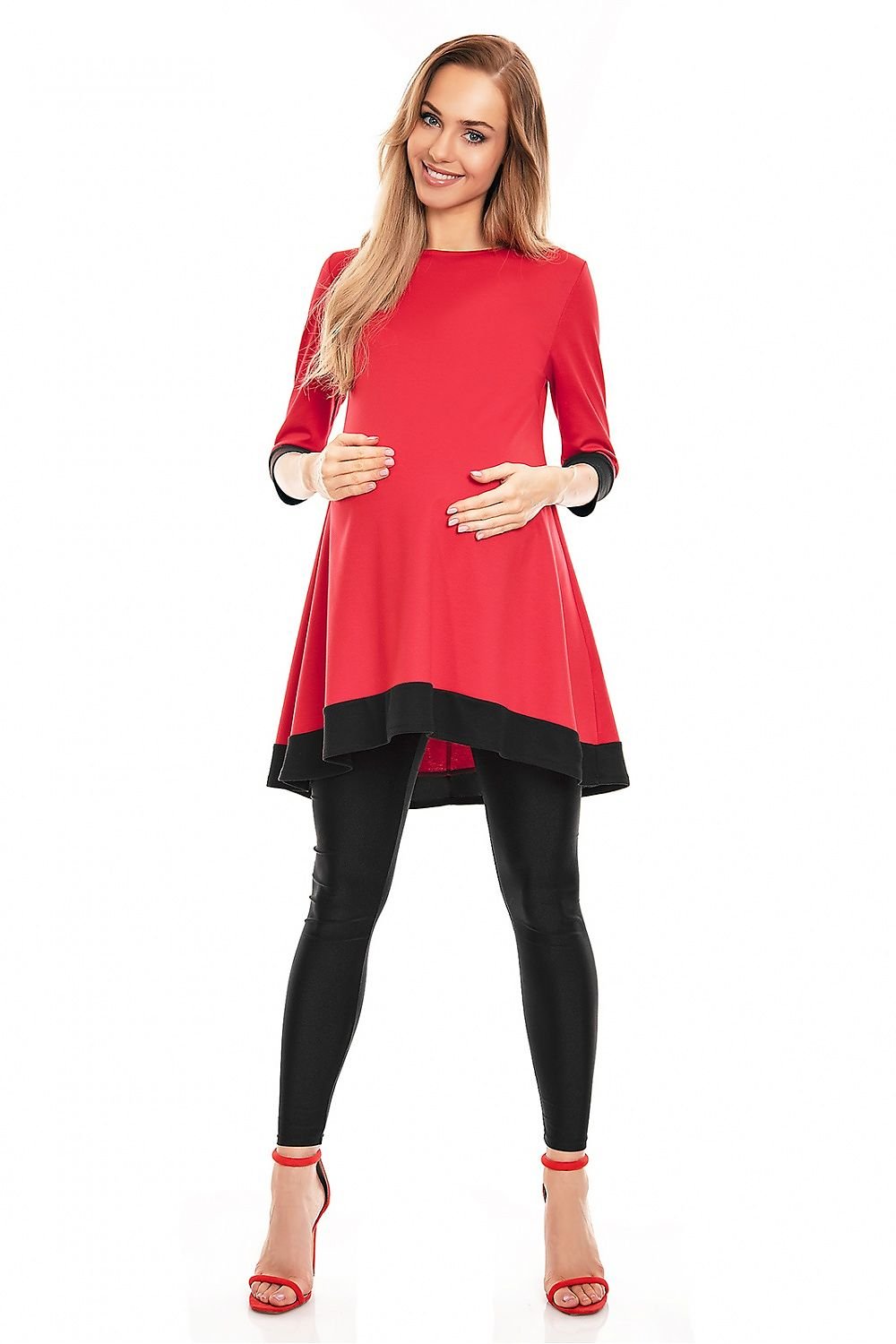 Flowing Grace gravidkjole fra PeeKaBoo til dame fra MS StyleHaven, laget av polyester; Elastan; Viskose, farge Grønn, størrelse S/M, med 3-4; long ermer, perfekt til casual; dress