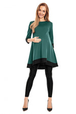 Flowing Grace gravidkjole fra PeeKaBoo til dame fra MS StyleHaven, laget av polyester; Elastan; Viskose, farge Grønn, størrelse L/XL, med 3-4; long ermer, perfekt til casual; dress