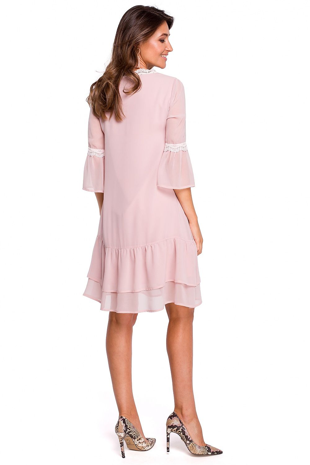Cocktailkjole Stylove til dame fra MS StyleHaven, laget av polyester, farge Rosa, størrelse M, med lang ermer, perfekt til dress