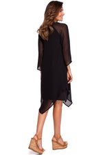 Cocktailkjole Stylove til dame fra MS StyleHaven, laget av polyester, farge Marineblå, størrelse XL, med lang ermer, perfekt til dress