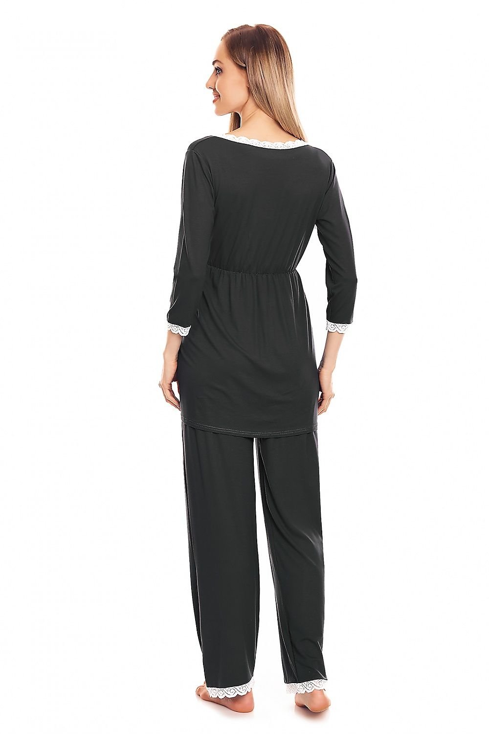 Lace Trim Nursing Pyjamas fra PeeKaBoo til dame fra MS StyleHaven, laget av Viskose; Elastan, farge Rød, størrelse L/XL, med strapless; sleeveless; 3-4 ermer, perfekt til casual; dress