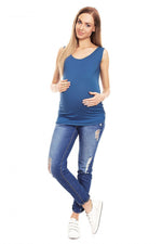 Plissert gravidtop fra PeeKaBoo til dame fra MS StyleHaven, laget av Elastan; Viskose, farge Grå, størrelse L/XL, med strapless ermer, perfekt til casual; dress