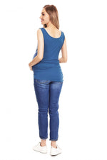 Plissert gravidtop fra PeeKaBoo til dame fra MS StyleHaven, laget av Elastan; Viskose, farge Blå, størrelse L/XL, med strapless ermer, perfekt til casual; dress