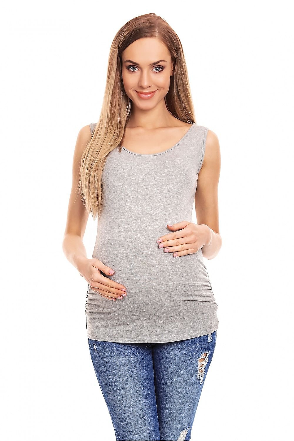 Topp PeeKaBoo til dame fra MS StyleHaven, laget av Viskose, farge Blå, størrelse S/M, med sleeveless ermer, perfekt til casual; dress