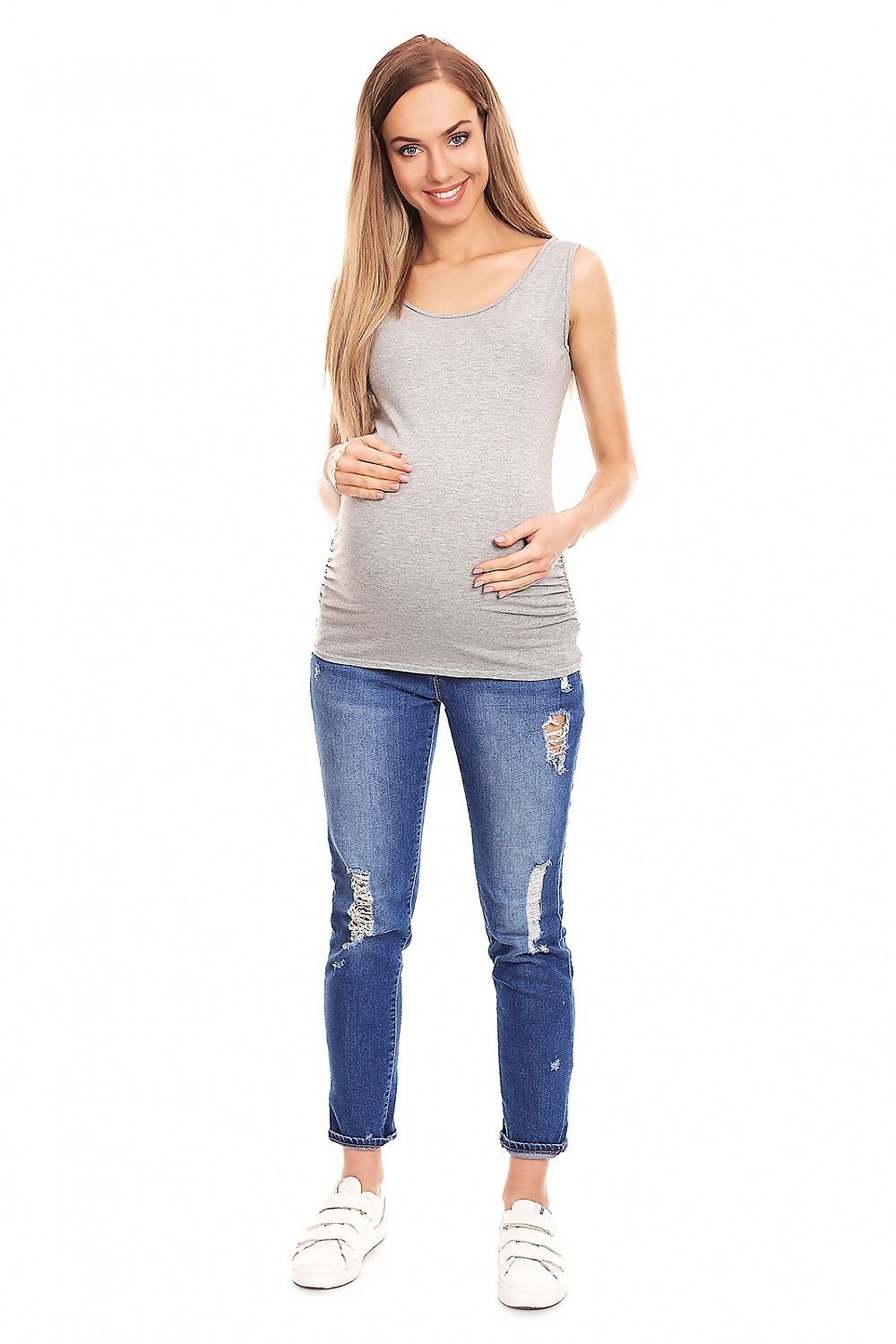 Topp PeeKaBoo til dame fra MS StyleHaven, laget av Viskose, farge Blå, størrelse L/XL, med sleeveless ermer, perfekt til casual; dress