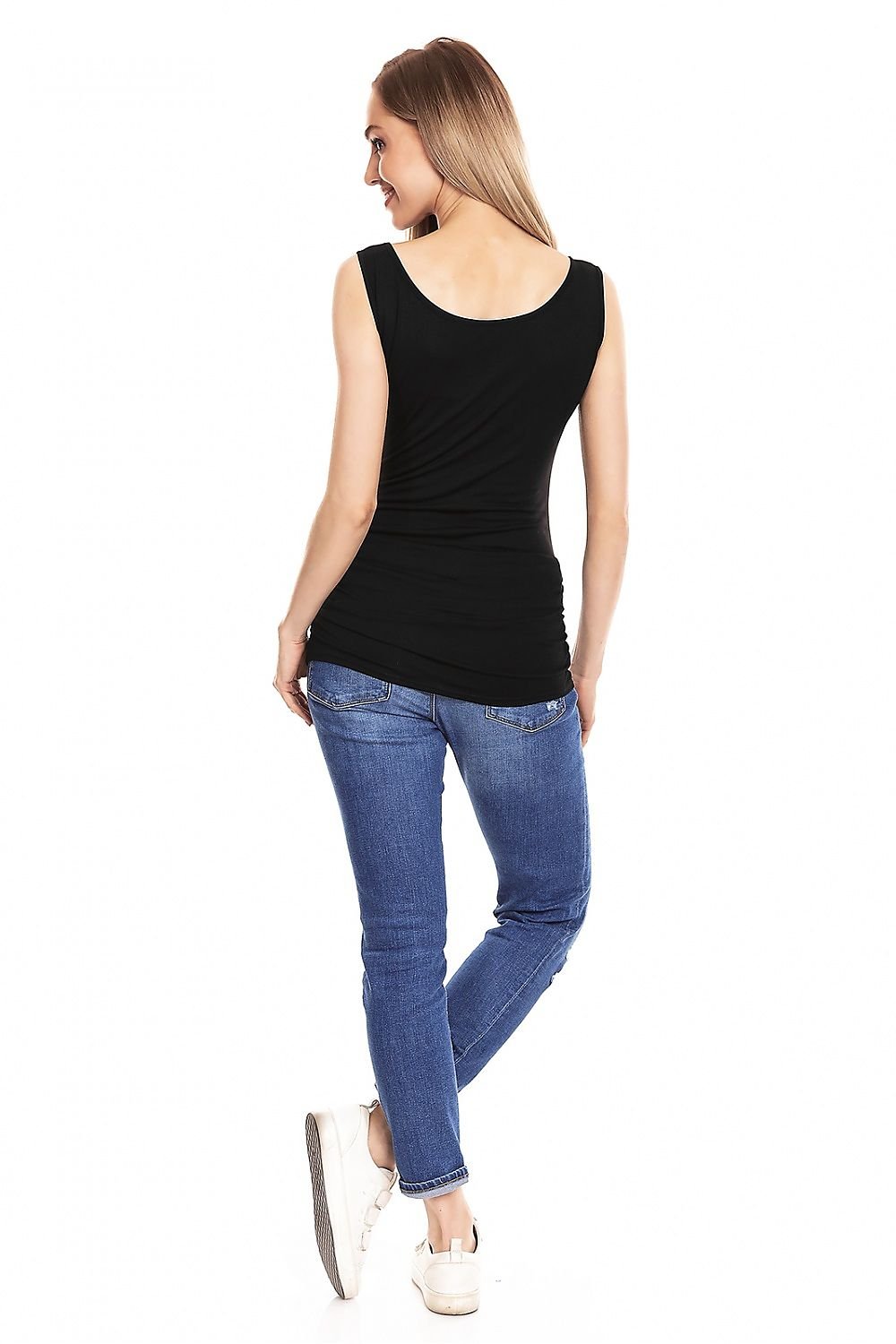 Plissert gravidtop fra PeeKaBoo til dame fra MS StyleHaven, laget av Elastan; Viskose, farge Blå, størrelse S/M, med strapless ermer, perfekt til casual; dress