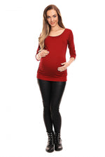 Pleats gravidbluse fra PeeKaBoo til dame fra MS StyleHaven, laget av Elastan; Viskose, farge Rød, størrelse L/XL, med 45720 ermer, perfekt til casual; dress