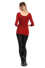 Pleats gravidbluse fra PeeKaBoo til dame fra MS StyleHaven, laget av Elastan; Viskose, farge Rød, størrelse XXL, med 45720 ermer, perfekt til casual; dress