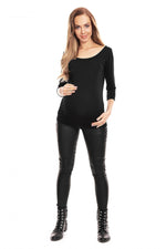 Pleats gravidbluse fra PeeKaBoo til dame fra MS StyleHaven, laget av Elastan; Viskose, farge Svart, størrelse L/XL, med 45720 ermer, perfekt til casual; dress