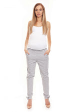 Bow Detail Joggebukse for gravide fra PeeKaBoo til dame fra MS StyleHaven, laget av Bomull; Elastan, farge Grå, størrelse S/M, med long ermer, bukselengde long, perfekt til casual; dress