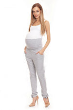 Bow Detail Joggebukse for gravide fra PeeKaBoo til dame fra MS StyleHaven, laget av Bomull; Elastan, farge Grå, størrelse L/XL, med long ermer, perfekt til casual; dress