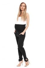 Bow Detail Joggebukse for gravide fra PeeKaBoo til dame fra MS StyleHaven, laget av Bomull; Elastan, farge Svart, størrelse L/XL, med long ermer, perfekt til casual; dress