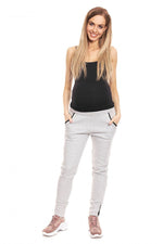 Luxe Comfort Joggebukse for gravide fra PeeKaBoo til dame fra MS StyleHaven, laget av Viskose; Elastan; Bomull, farge Grå, størrelse S/M, med long ermer, bukselengde long, perfekt til casual; dress