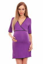 Lace Trim Nursing Nattkjole fra PeeKaBoo til dame fra MS StyleHaven, laget av Viskose; Elastan, farge Fiolett, størrelse S/M, med sleeveless; cap; short ermer, perfekt til casual; dress
