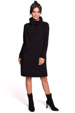 Dagskjole BeWear til dame fra MS StyleHaven, laget av polyester, farge Svart, størrelse s, med long ermer, midi lengde, kjolestil a-line, perfekt til dress