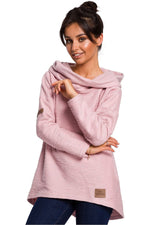 Varm asymmetrisk genser fra BeWear til dame fra MS StyleHaven, laget av Bomull; polyester, farge Marineblå, størrelse XL, med long ermer, perfekt til dress