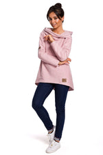 Varm asymmetrisk genser fra BeWear til dame fra MS StyleHaven, laget av Bomull; polyester, farge Marineblå, størrelse XXL, med long ermer, perfekt til dress