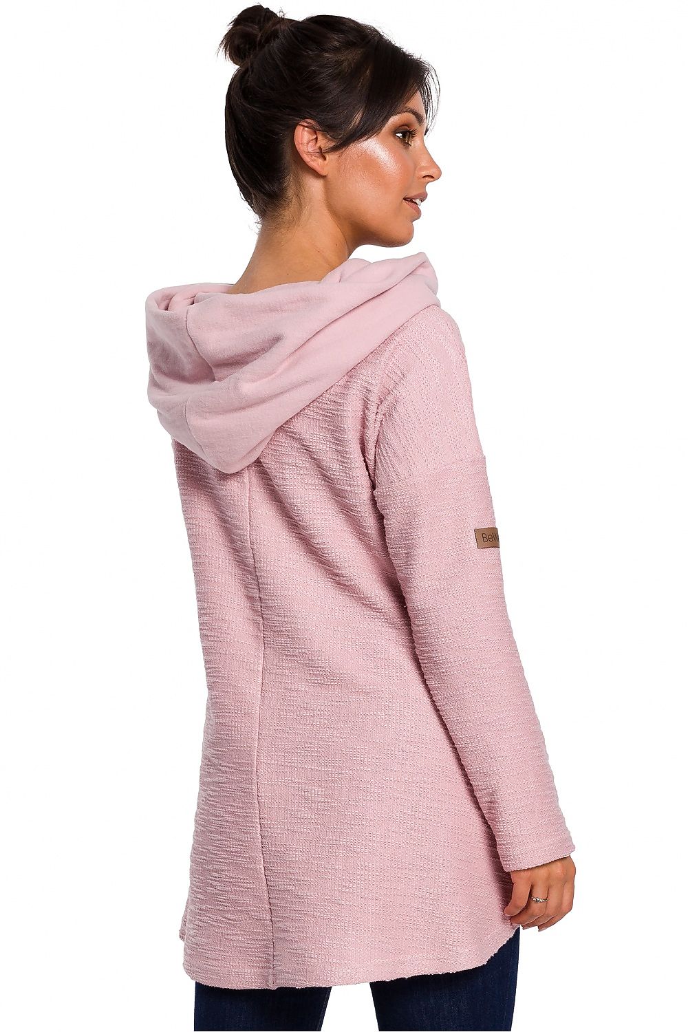 Varm asymmetrisk genser fra BeWear til dame fra MS StyleHaven, laget av Bomull; polyester, farge Rosa, størrelse s, med long ermer, perfekt til dress