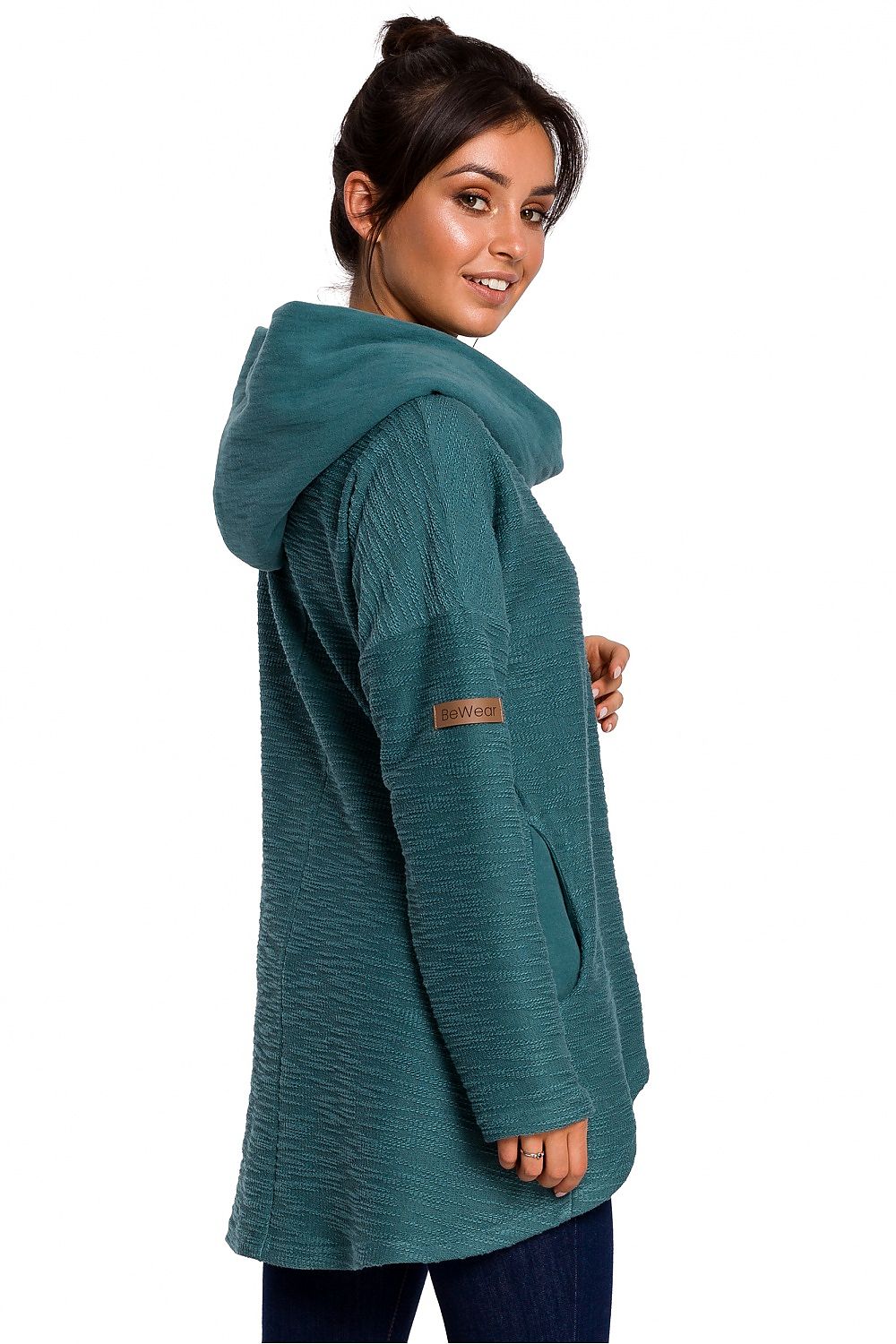 Varm asymmetrisk genser fra BeWear til dame fra MS StyleHaven, laget av Bomull; polyester, farge Rosa, størrelse XL, med long ermer, perfekt til dress