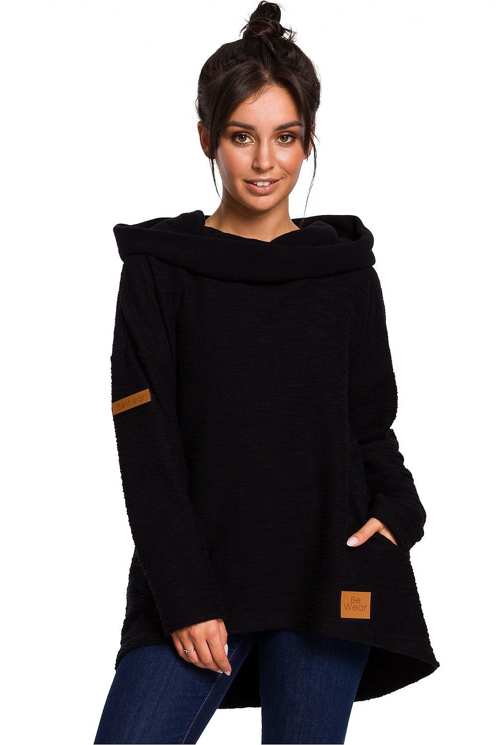 Varm asymmetrisk genser fra BeWear til dame fra MS StyleHaven, laget av Bomull; polyester, farge Rosa, størrelse XXL, med long ermer, perfekt til dress