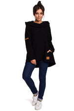 Varm asymmetrisk genser fra BeWear til dame fra MS StyleHaven, laget av Bomull; polyester, farge Grønn, størrelse s, med long ermer, perfekt til dress