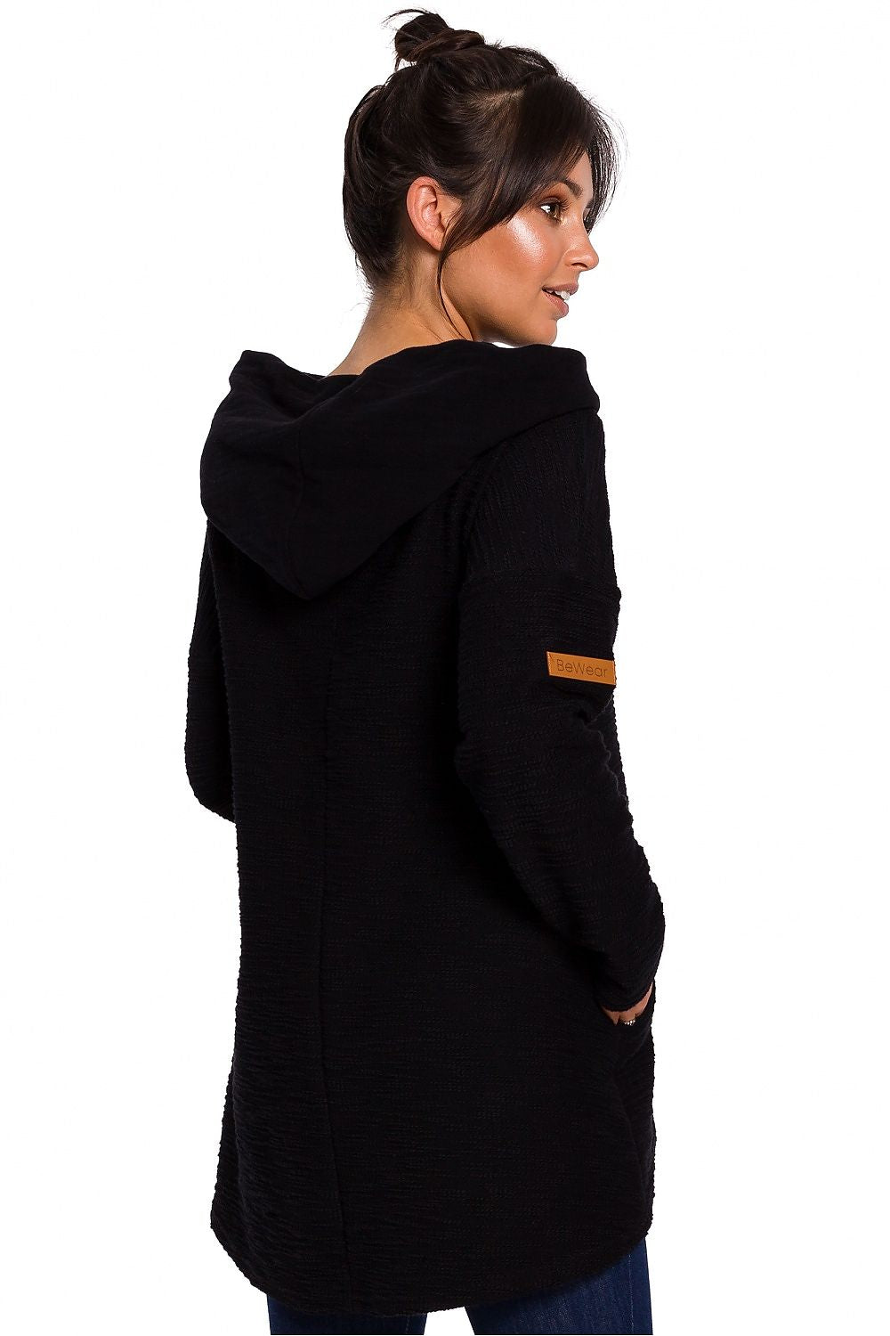 Varm asymmetrisk genser fra BeWear til dame fra MS StyleHaven, laget av Bomull; polyester, farge Grønn, størrelse M, med long ermer, perfekt til dress