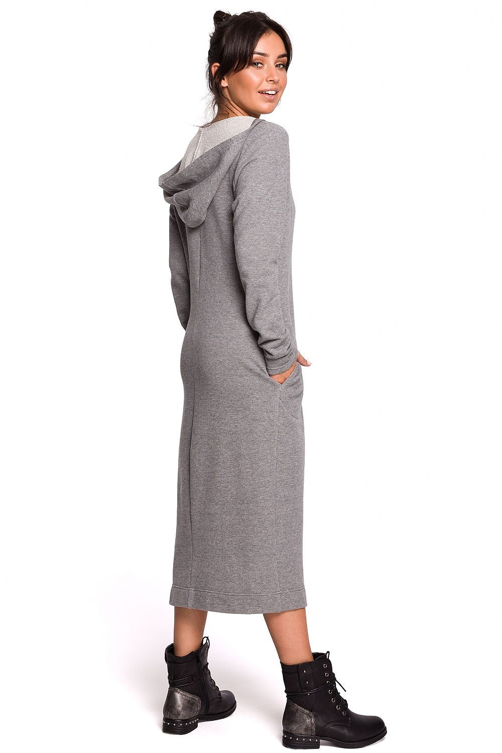Praktiske Dagskjole BeWear til dame fra MS StyleHaven, laget av polyester, farge Grå, størrelse M, med long ermer, perfekt til dress