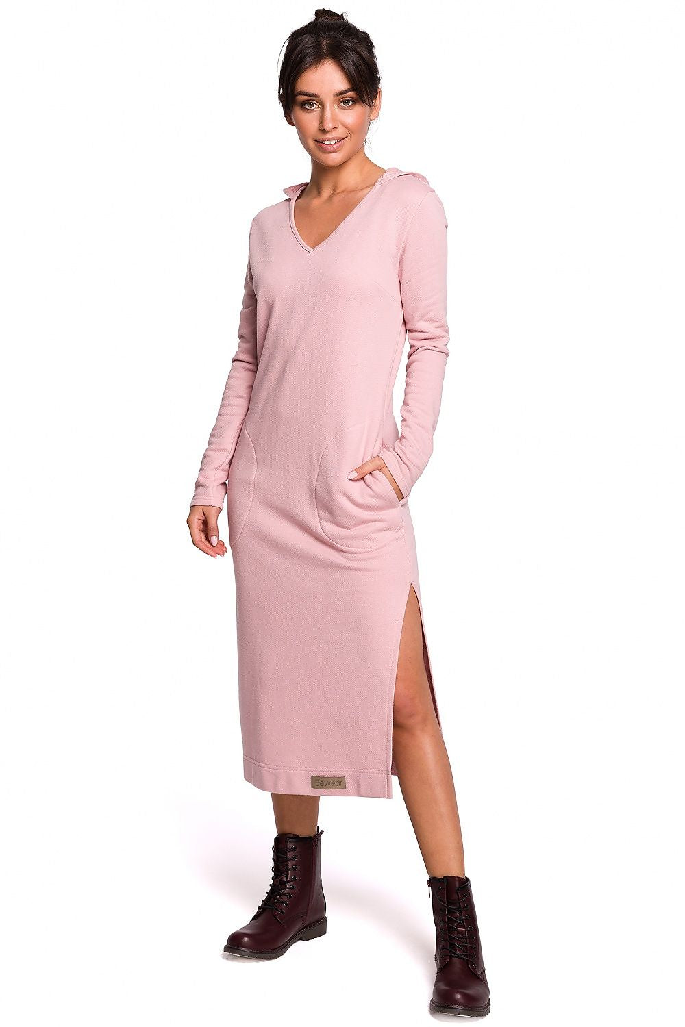 Praktiske Dagskjole BeWear til dame fra MS StyleHaven, laget av polyester, farge Grå, størrelse L, med long ermer, perfekt til dress