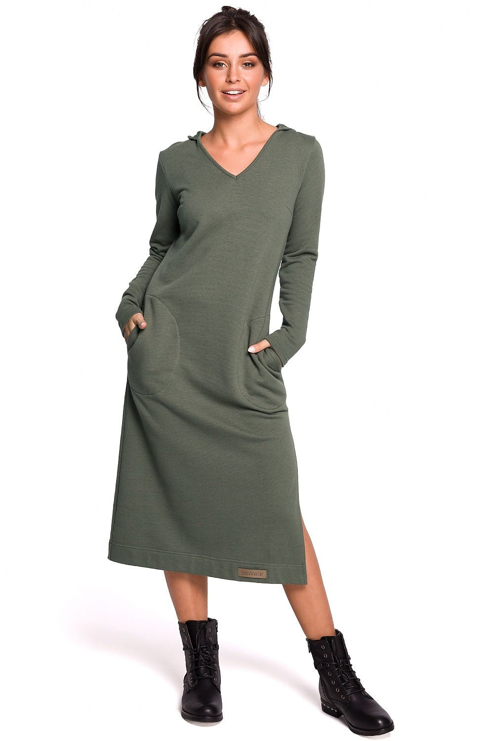 Praktiske Dagskjole BeWear til dame fra MS StyleHaven, laget av polyester, farge Grå, størrelse XXL, med long ermer, perfekt til dress