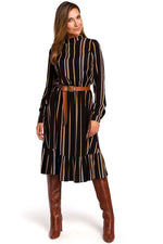 Dagkjole Stylove til dame fra MS StyleHaven, laget av Viskose, farge Brun, størrelse s, med long ermer, knee-1; midi lengde, kjolestil a-line, perfekt til dress