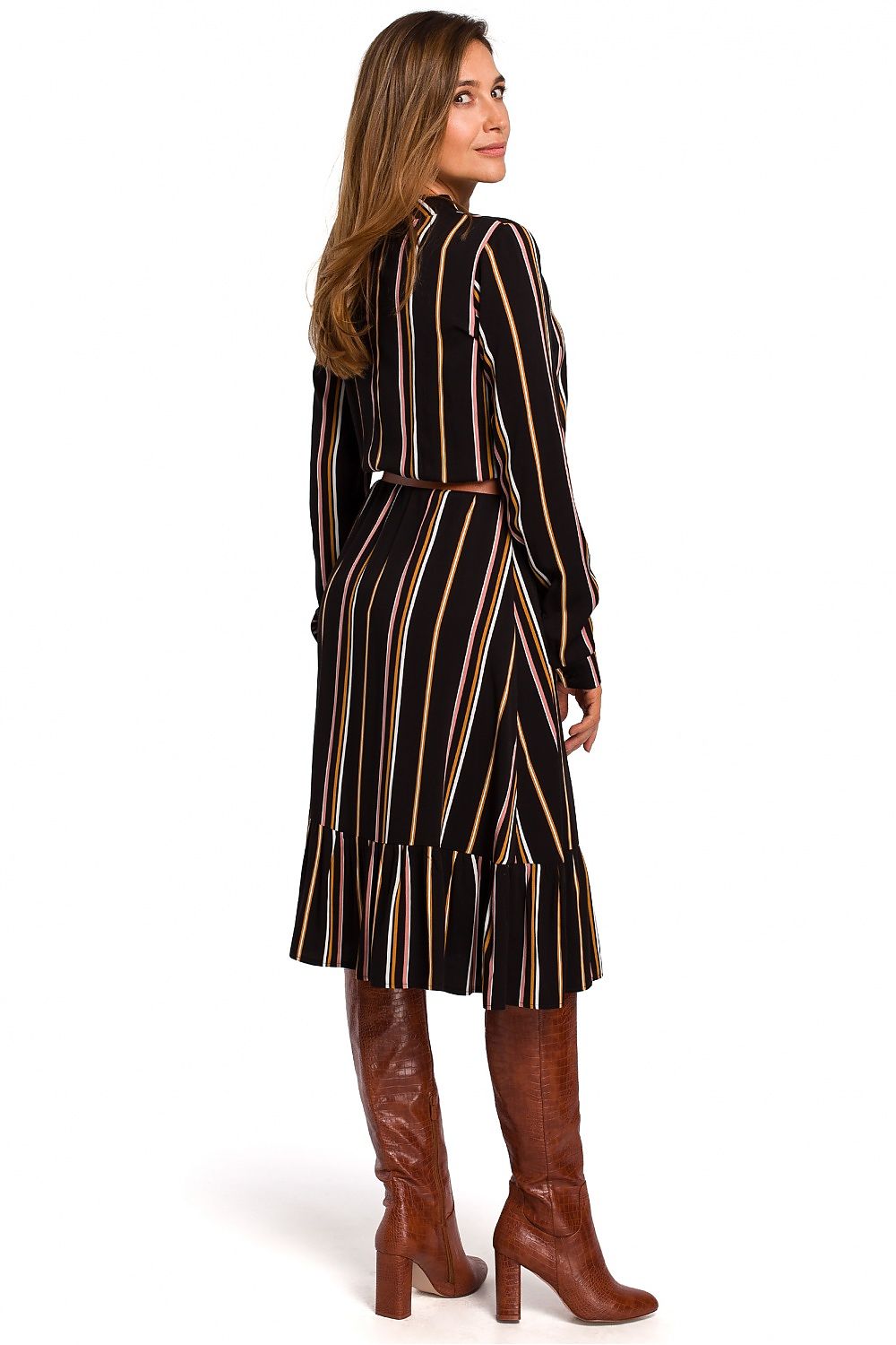 Dagkjole Stylove til dame fra MS StyleHaven, laget av Viskose, farge Brun, størrelse M, med long ermer, perfekt til dress