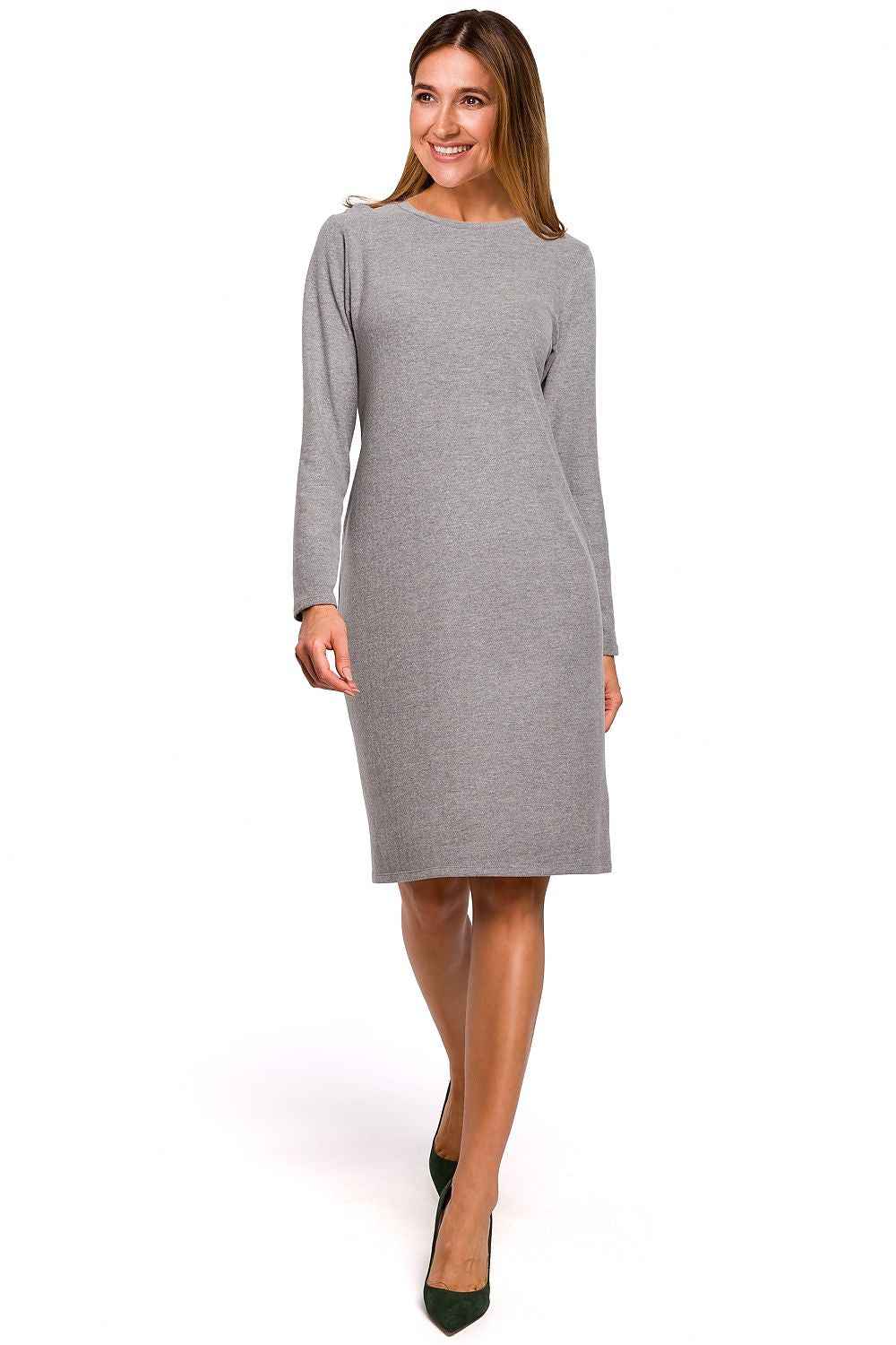 Dagkjole Stylove til dame fra MS StyleHaven, laget av Bomull, farge Blå, størrelse M, med long ermer, perfekt til dress