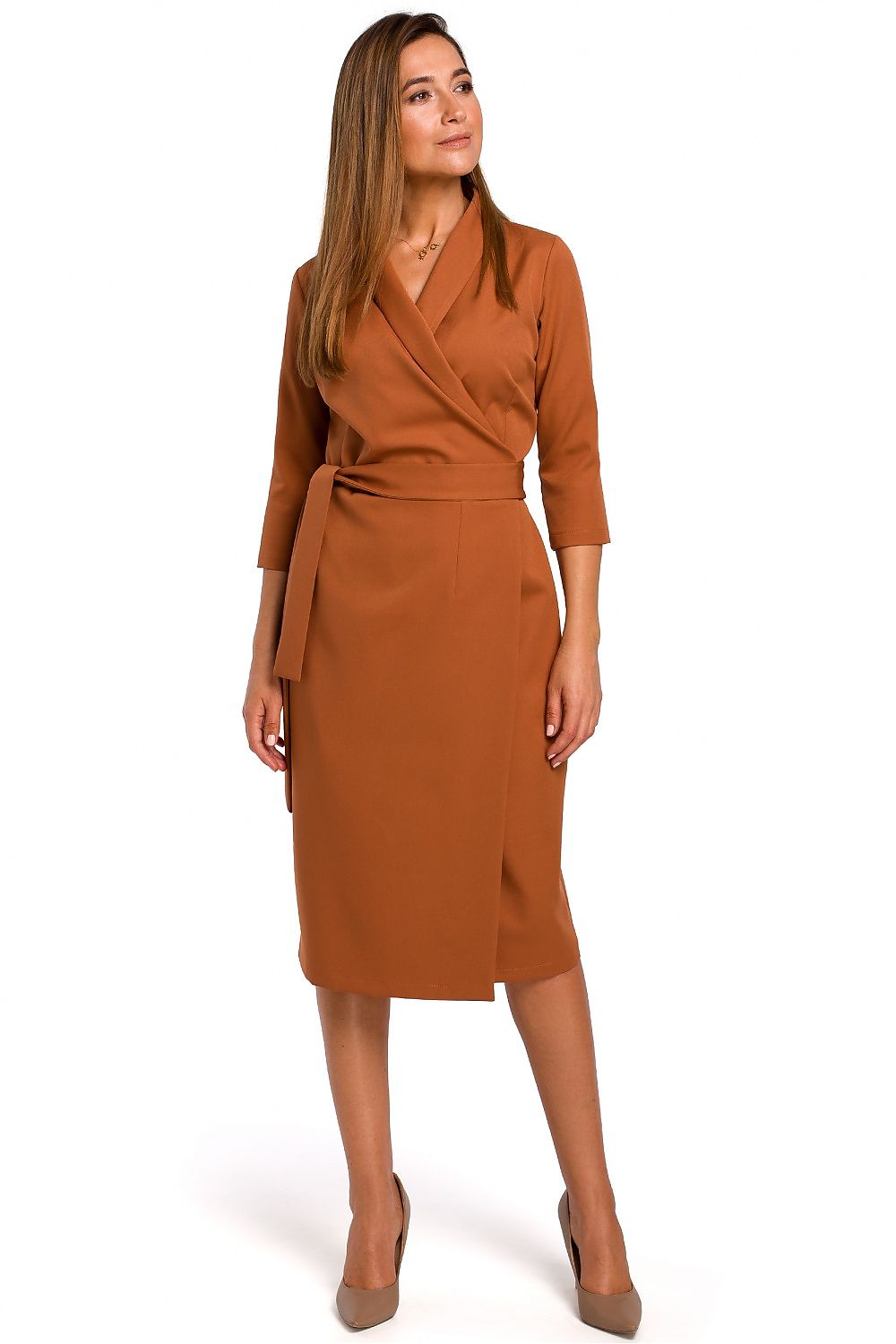 Dagkjole Stylove til dame fra MS StyleHaven, laget av polyester, farge Grønn, størrelse L, med lang ermer, perfekt til dress